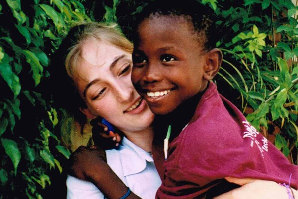 Woman holding boy